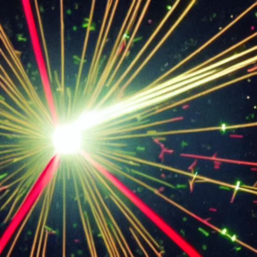 Image similar to a red laser beam is pointing at a cluster of gold nanoparticles
