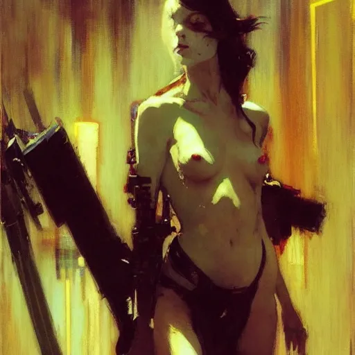 Prompt: liminal cyberpunk, intricate, elegant, highly detailed, greg manchess, mucha, liepke, ruan jia, jeffrey catherine jones, ridley scott