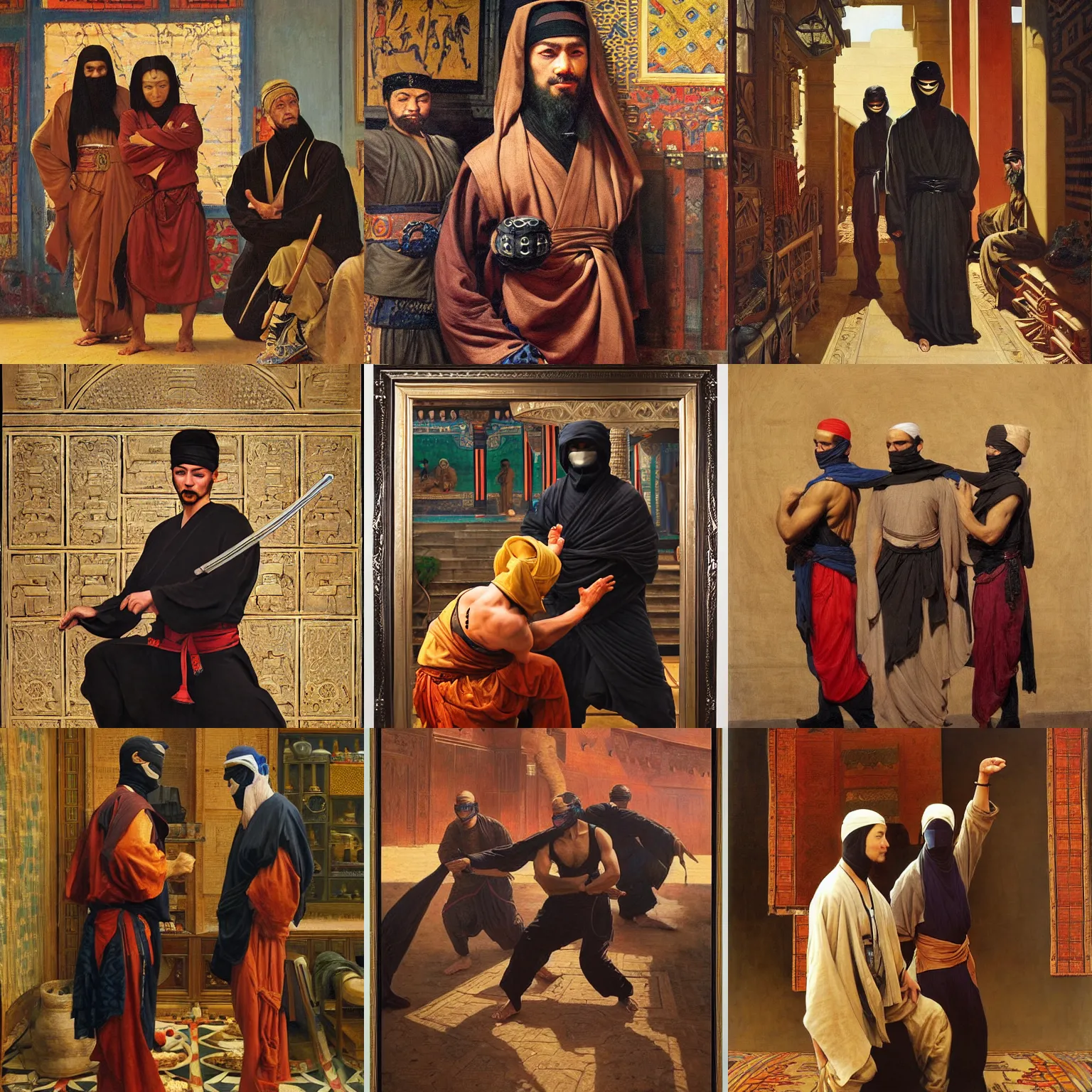 Prompt: orientalism ninja by edwin longsden long and theodore ralli and nasreddine dinet and adam styka, masterful intricate art. oil on canvas, excellent lighting, high detail 8 k