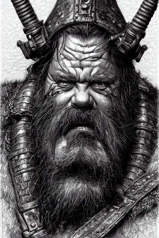 Image similar to head and shoulders portrait of a dwarf adventurer, jovial, scarred lip, grandfatherly, leather armor, male, tavern, high fantasy, d & d, by donato giancola, face details, extremely detailed, digital illustration