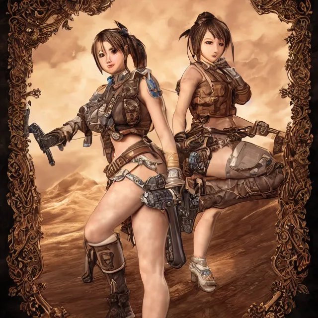 Image similar to the portrait of lawful neutral semi - colorful female infantry gunner as absurdly beautiful, gorgeous, elegant, young gravure idol, an ultrafine hyperdetailed illustration by kim jung gi, irakli nadar, intricate linework, bright colors, octopath traveler, final fantasy, unreal engine 5 highly rendered, global illumination, radiant light, detailed and intricate environment