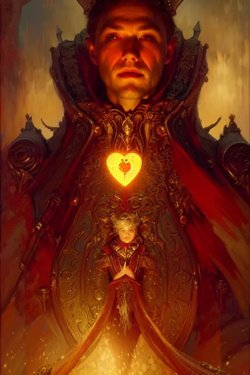 Image similar to the king of hearts by gaston bussiere, bayard wu, greg rutkowski, giger, maxim verehin