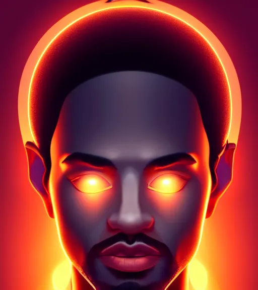 Image similar to symmetry!! egyptian king of technology, solid cube of light, hard edges, product render retro - futuristic poster scifi, lasers and neon circuits, brown skin handsome egyptian king, intricate, elegant, highly detailed, digital painting, artstation, concept art, smooth, sharp focus, illustration, dreamlike, art by artgerm