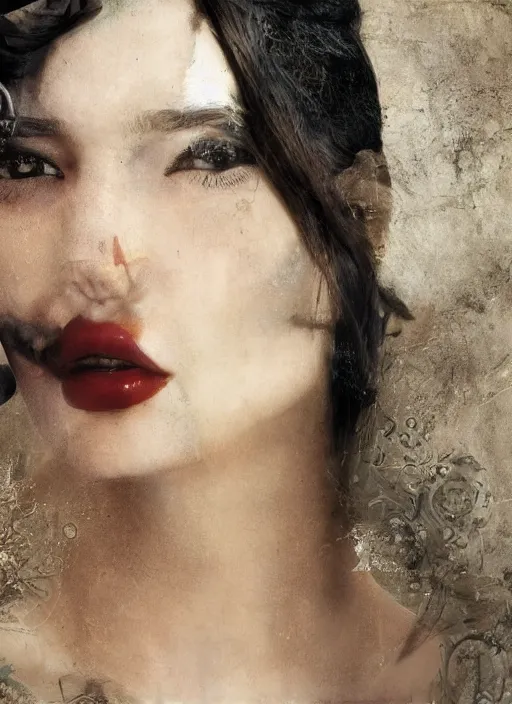 Prompt: close - up portrait of beautyful female android steampunk by paolo roversi,