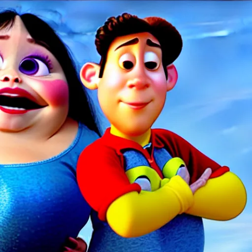 Image similar to pixar character transgender woman with down syndrome