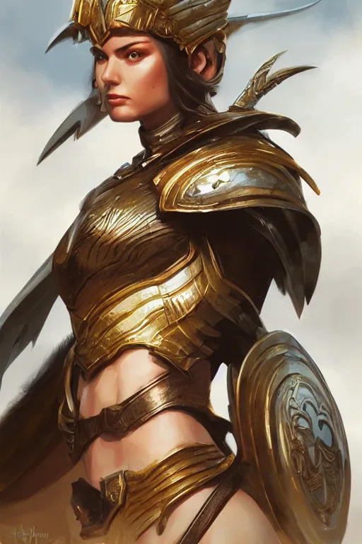 Image similar to amazon valkyrie athena, d & d, fantasy, portrait, highly detailed, headshot, digital painting, trending on artstation, concept art, sharp focus, illustration, art by artgerm and greg rutkowski and magali villeneuve