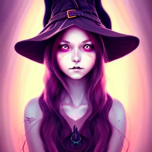 Image similar to portrait of a witch little girl, digital artwork by artgem lau, anna dittman, wlop and rossdraws, anatomically correct, smooth, clean detailed, sharped focus, symmetrical, perfect composition, illustration, extremely coherent, detailed face, arstation, expressive, anime