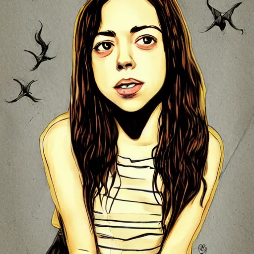 Prompt: young witch aubrey plaza, art by sam yang