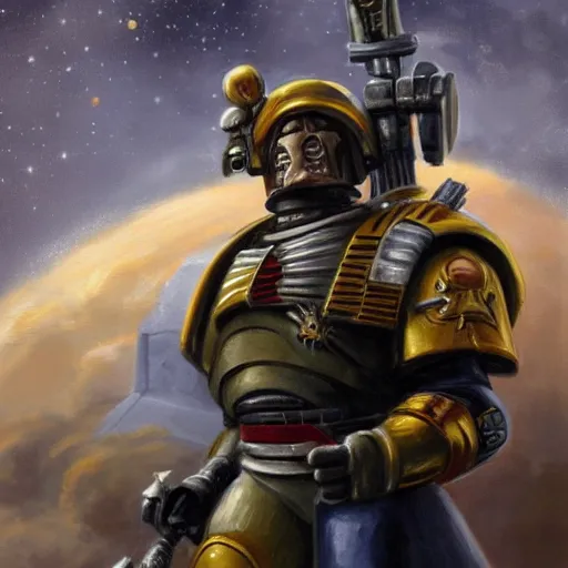 Image similar to Donald Trump as a space marine, painted by Sargent, 8k, matte painting, trending on art station