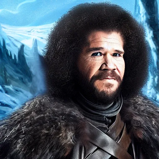 Image similar to bob ross in game of thrones screaming at jon snow