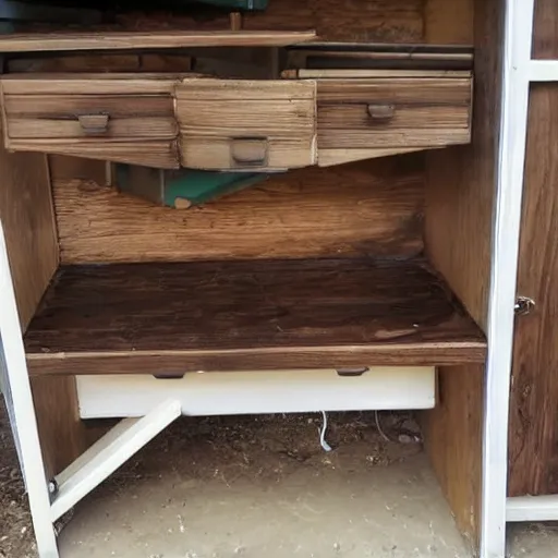 Prompt: furniture for sale on facebook, in garage,