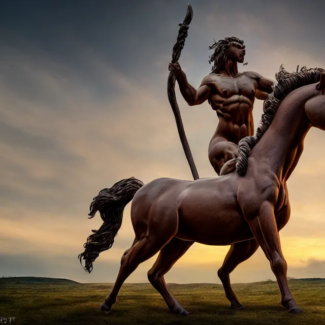 Prompt: centaur, highly detailed, 8 k, hdr, smooth, sharp focus, high resolution, award - winning photo