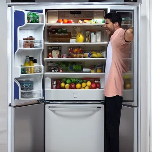 Image similar to man hiding inside of refrigerator