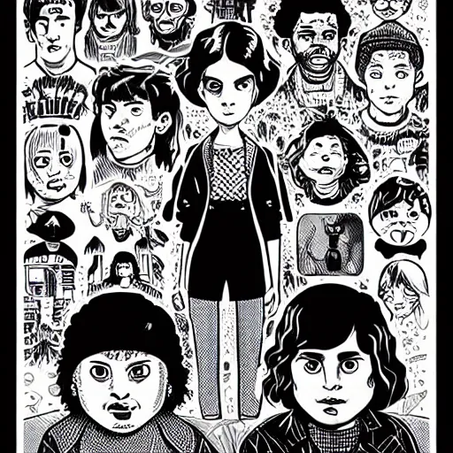 Prompt: mcbess illustration of@one from stranger things