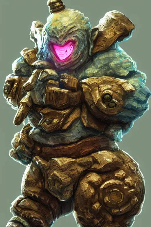 Image similar to zelda fantasy art giant golem troll wood rock greeble gemstone, global illumination ray tracing hdr fanart arstation by sung choi and eric pfeiffer and gabriel garza and casper konefal