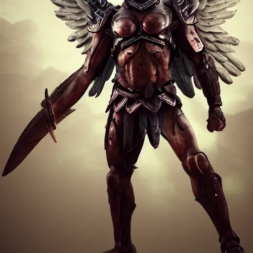 Prompt: A Spartan with angel wings, photo Realistic, trending on artstation, well detailed, professional photo