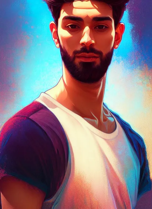 Image similar to handsome kaksahi, half body shot, path traced, highly detailed, high quality, digital painting, alena aenami, lilia alvarado, shinji aramaki, karol bak, alphonse mucha, tom bagshaw