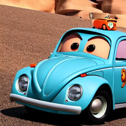 Image similar to mater from pixar cars is a volkswagen beetle