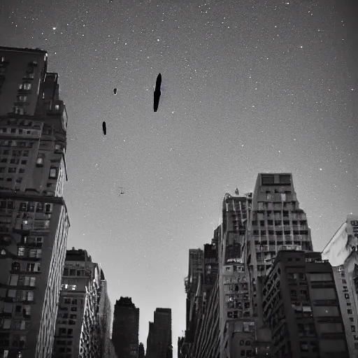 Prompt: ufos over manhattan, dslr,