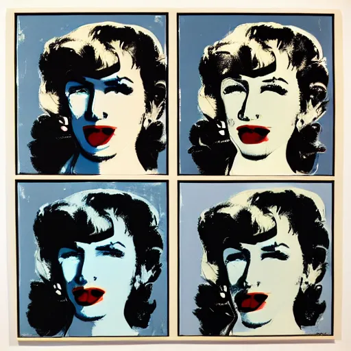 Prompt: painting from andy warhol expressing fear, sadness, pain, anxiety