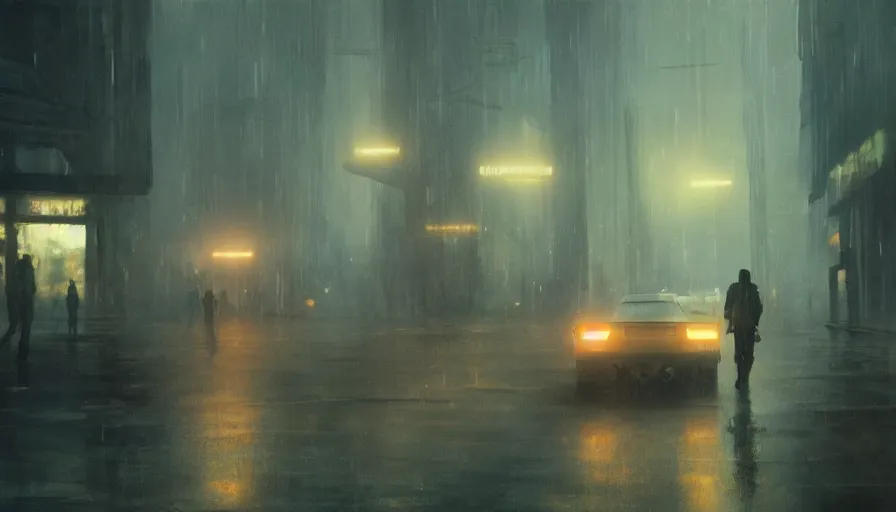 Image similar to blade runner 2 0 4 9, cinematic shot, oil painting by jama jurabaev, extremely detailed, brush hard, artstation, for aaa game, high quality, brush stroke