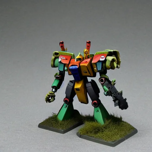 Image similar to Gundam Frankenmech, painted Battletech miniature