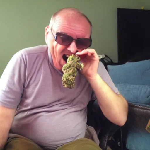 Image similar to My daddy is smoking cannabis and is laughing so much