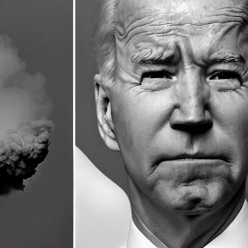 Prompt: joe biden exhaling a cloud of smoke during his mugshot, award winning mugshot photography