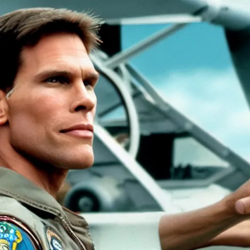 Image similar to Live Action Still of Jerma in Top Gun, real life, hyperrealistic, ultra realistic, realistic, highly detailed, epic, HD quality, 8k resolution, body and headshot, film still