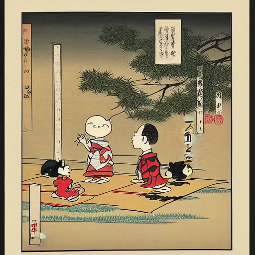 Image similar to charlie brown, ukiyo - e