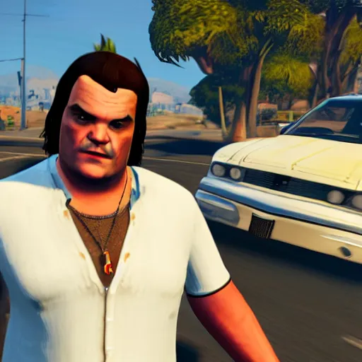 Prompt: jack black as character in grand theft auto 5