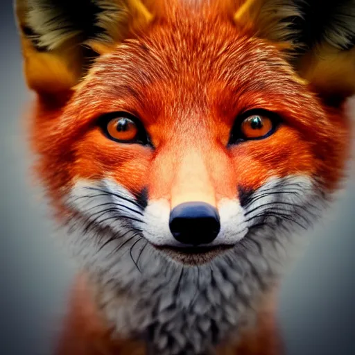 Prompt: woman with a face like a fox, furry face, close - up, headshot, detailed, symmetric