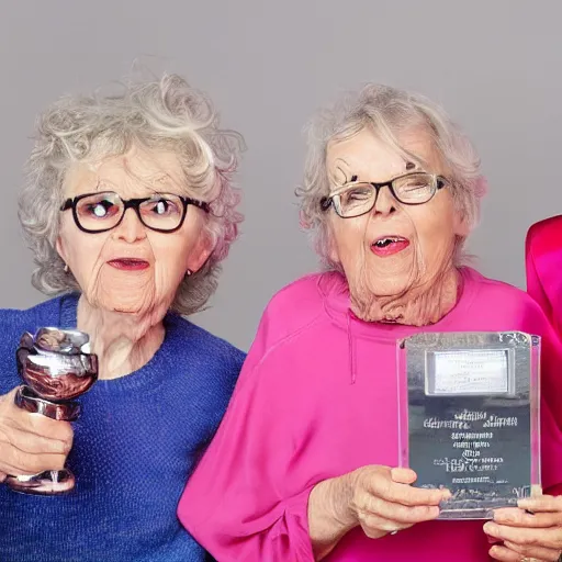 Image similar to hyper realistic multi award winning photo of gushing grannies