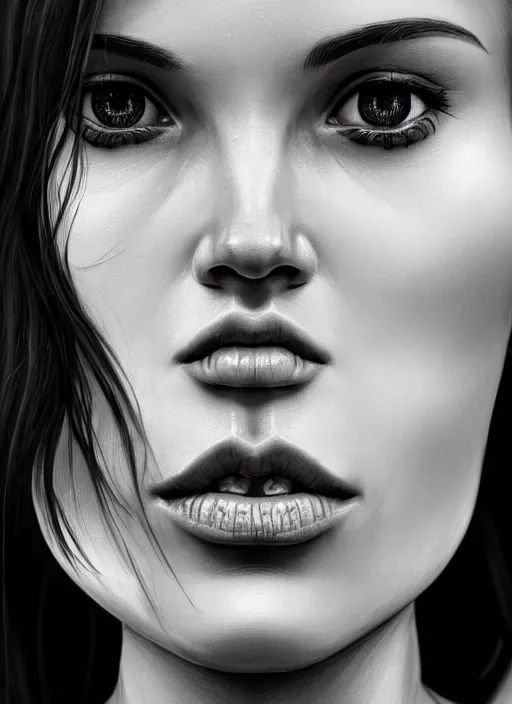 Prompt: up close portrait of a beautiful woman in black and white, photorealistic, upper body, hyper detailed, art by diego fazio and diegoKoi and oscar Ukono, concept art, sharp focus, artgerm, 8k highly detailed