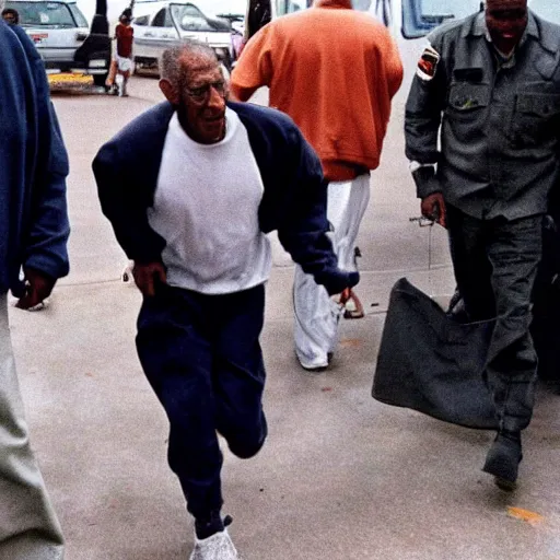 Prompt: bill cosby escaping from prison