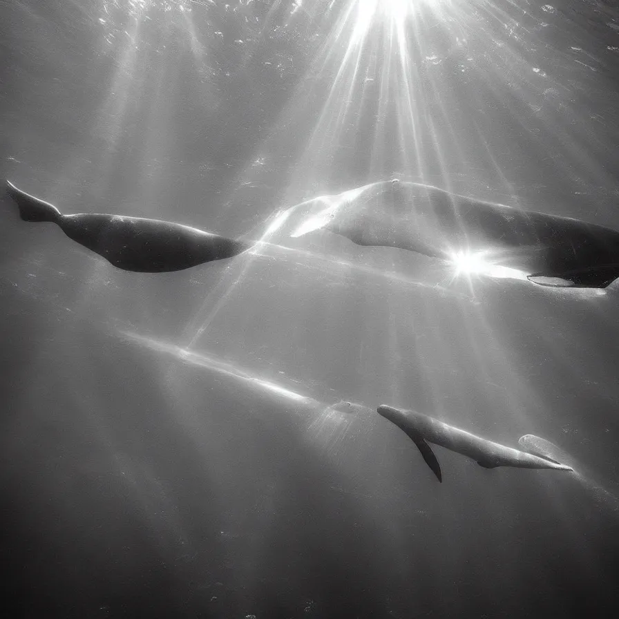 Prompt: “beautiful underwater refracted light rays whale ”