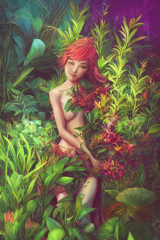 Image similar to book cover | plant fairy | digital painting | vivid colors | cinematic atmosphere | hyper detailed | yutaka kagaya