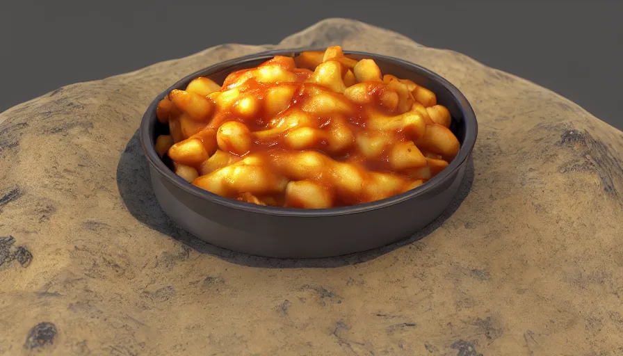 Image similar to poutine ( the canadian meal ) from mount doom, volcano texture, lava texture, fire texture, cheese curds texture, octane render, highly detailed texture, 8 k