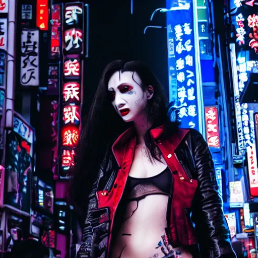 Image similar to cyberpunk vampire in tokyo