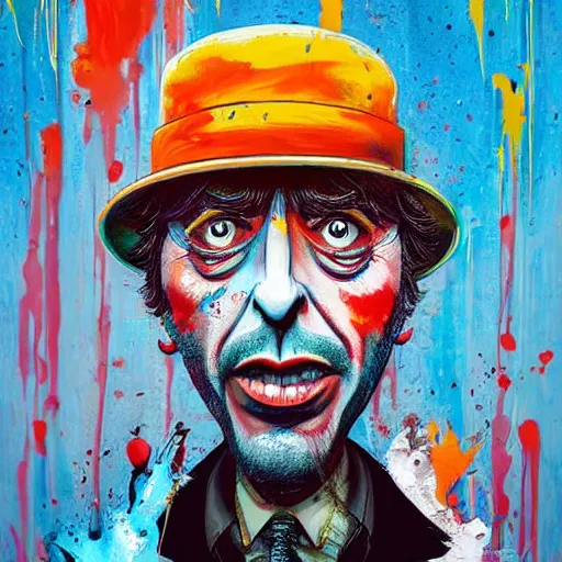 Prompt: al pacino as scarface painted by alex pardee and nekro and petros afshar, unstirred paint, vivid color, cgsociety 4 k