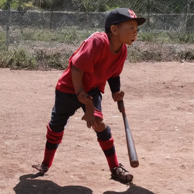 Prompt: photo of tahu nuva playing baseball