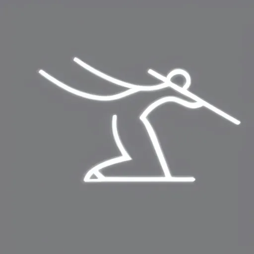 Prompt: slick minimalist line logo of a spirit figure holding a sniper rifle