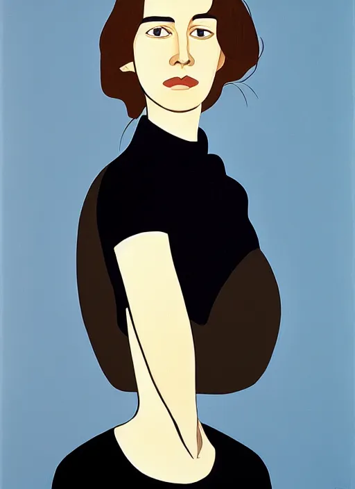 Image similar to a portrait of a pretty sewer punk young lady by alex katz