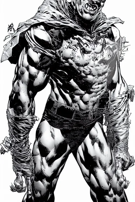 Prompt: A full body portrait of a new antihero character art by Marc Silvestri and Jim Lee, trending on artstation, ominous, mysterious