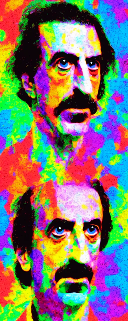 Image similar to A 3d rendered colourful portrait of frank zappa, digital art