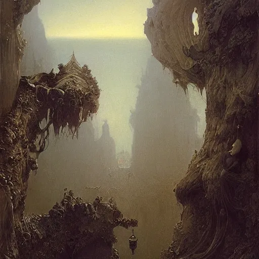 Prompt: ellen jewett, beautiful surreal palatial muscat at dawn, gustave dore, ferdinand knab, edward hopper