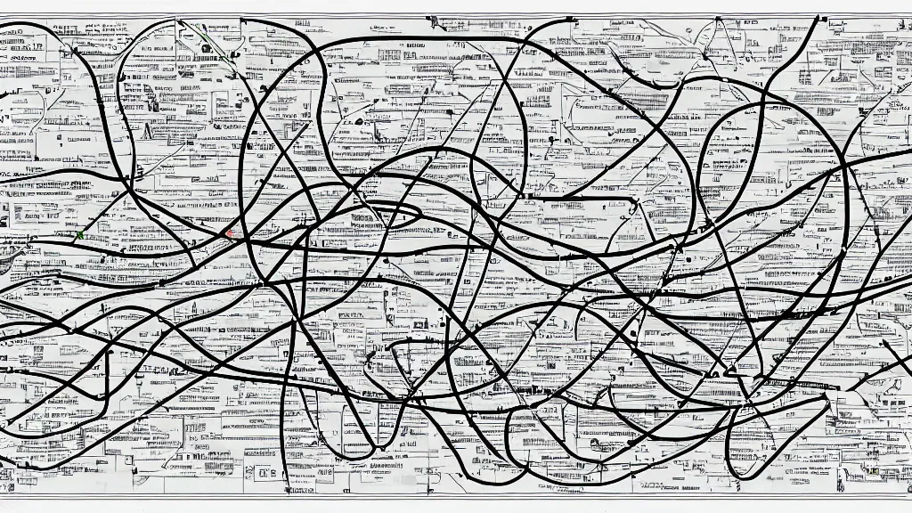 Prompt: line drawing endurable force subway map