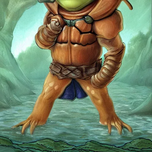 Image similar to anthropomorphic turtle hero by james gurney