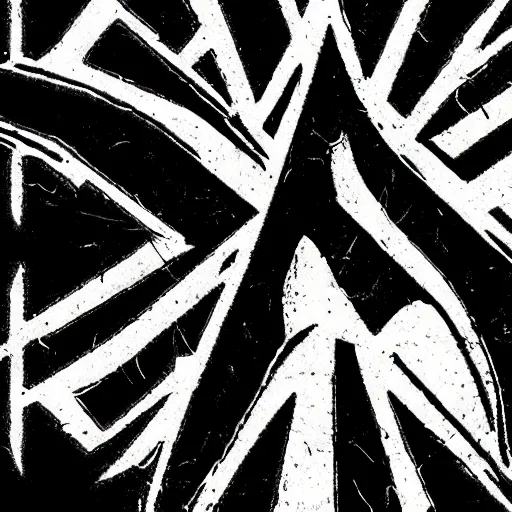 Image similar to black metal band logo, black and white