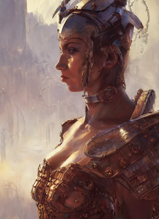 Image similar to Oil painting of a female human warrior, portrait, D&D, Magic The Gathering, by Craig Mullins, Nekro, Victo Ngai, centered, symmetrical, 8k, sharp focus